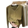 Knitted long-sleeved cardigan sweater jacket women's new autumn solid color women's temperament knitted sweater top