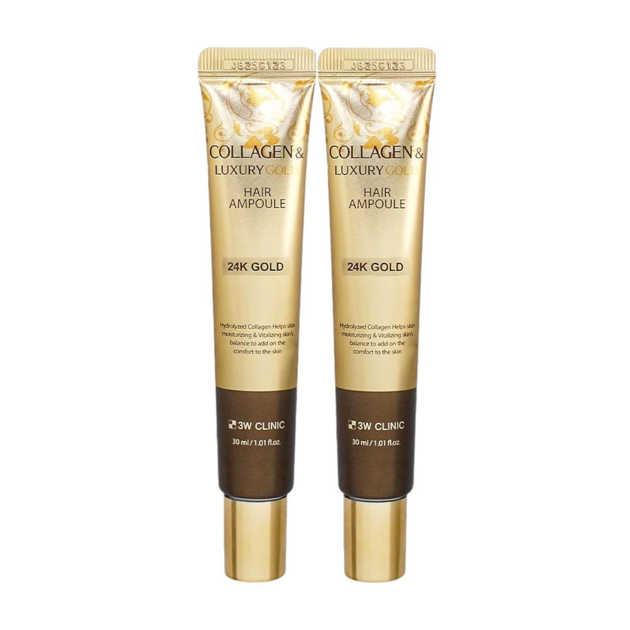 

3W Clinic Collagen & Luxury Gold Hair Ampoule - Scalp Vitalizing & Root Strengthening Treatment (Set of 2) - 30ml x 2 / 1.01 fl.oz. x 2
