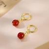 925 Sterling Silver Red Agate Stud Earrings - Luxury Chinese New Year 2025 Year of the Snake Jewelry for Women