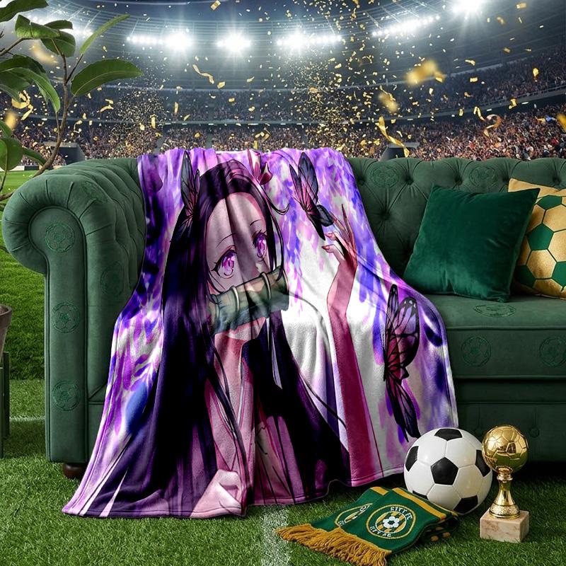 Butterfly Nezuko Fantasy Throws Blanket Flannel Blankets Plush for Couch Bed Gifts for Men Women Travel picnic blanket Christmas fan gifts