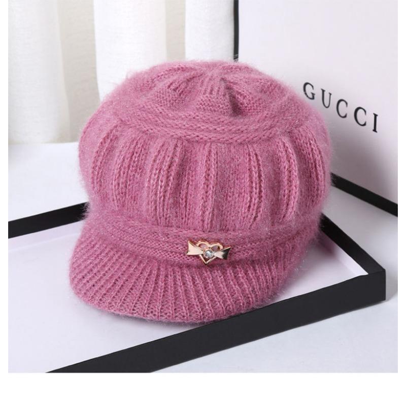 Middle Aged and Elderly Hats, Children's Knitted Woolen Hats, Women's Warm Ear Protection Hats with Velvet, Mothers' and Grandmothers' Hats