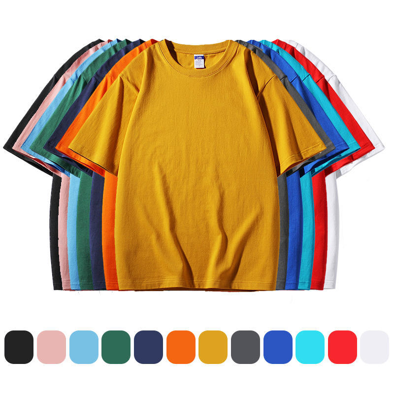 Summer Men's and Women's New Printed Pure Cotton Round Neck T-shirt Shoulder Down Style T-shirt