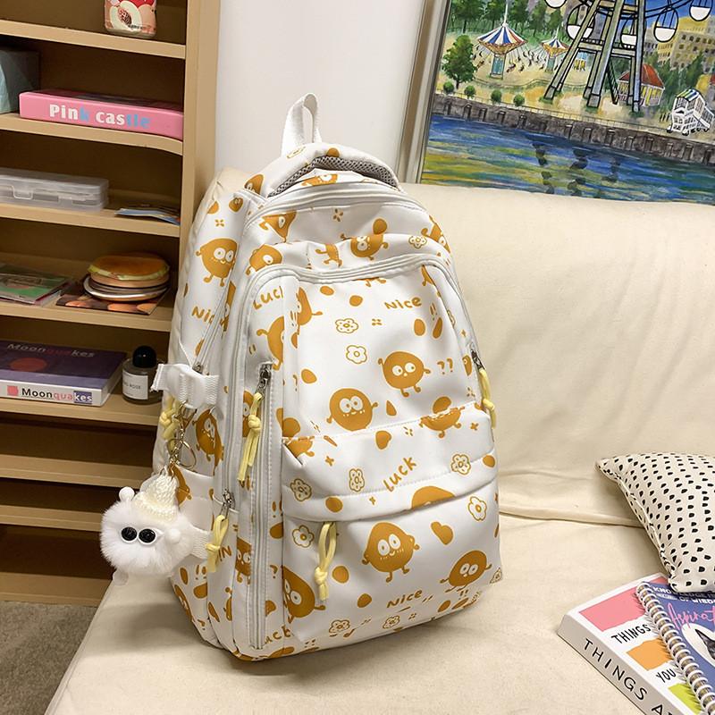 Cartoon Casual Printed Nylon Backpack With Padded Shoulder Straps For Daily Use
