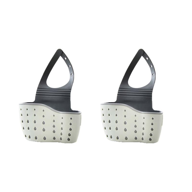 1-4PCS Household Adjustable Button Type Sink Drain Hanging Bag Kitchen Storage Shelf Faucet Sponge Twolayer Drain Hanging Basket