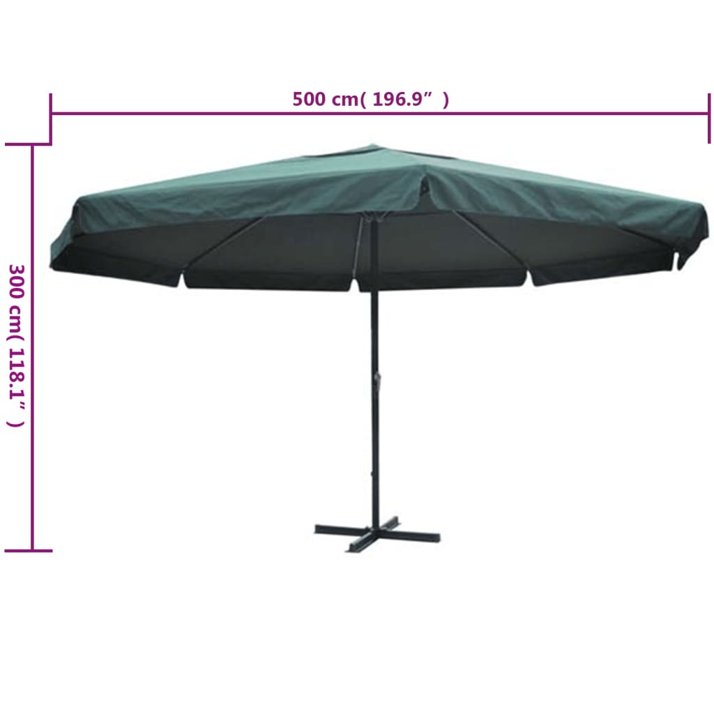 Green Aluminum Sun Umbrella 500 cm