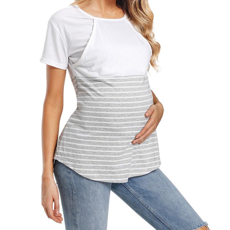 Women Pregnancy Summer Short Sleeve Stripe Tops T Shirt Nusring Maternity Blouse Women Pregnancy Summer Short Sleeve Stripe Tops T Shirt Nusring Maternity Blouse
