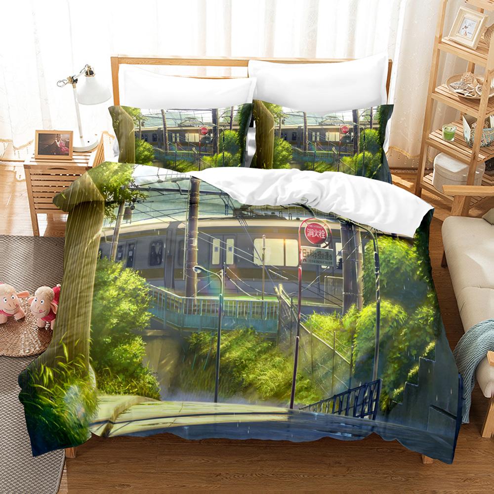 3D Print Japan Movie The Garden Of Words Bedding Sets Duvet Cover Set With Pillowcase Twin Full Queen King Bedclothes Bed Linen