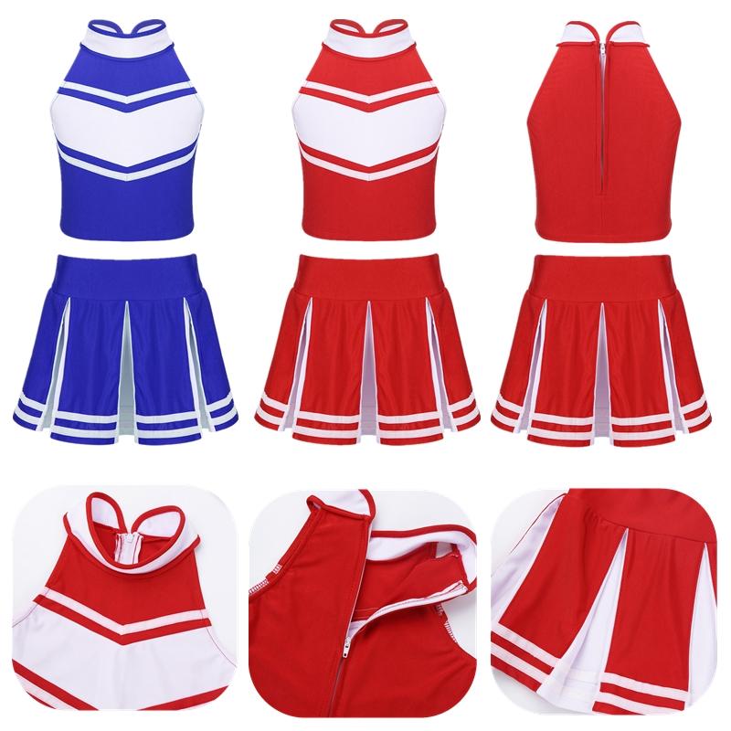 Kinder Mädchen Cheer Leader Kostüm Schuluniform Cheerleading Outfit Karneval Party Cosplay Kostüm