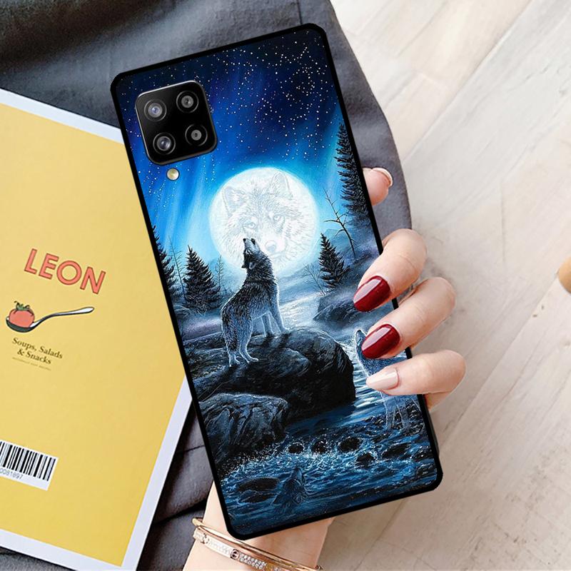 Moon Roaring Wolf For Samsung Galaxy A16 A26 A54 A34 A14 A22 A32 A52 A55 A35 A15 A53 A13 A05 A06 A36 A56 Case