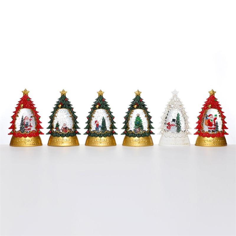 Christmas Tree Shaped LED Oil Light Handmade Festival Tabletop Ornament Decorative Lamp Decoration for Home and Office