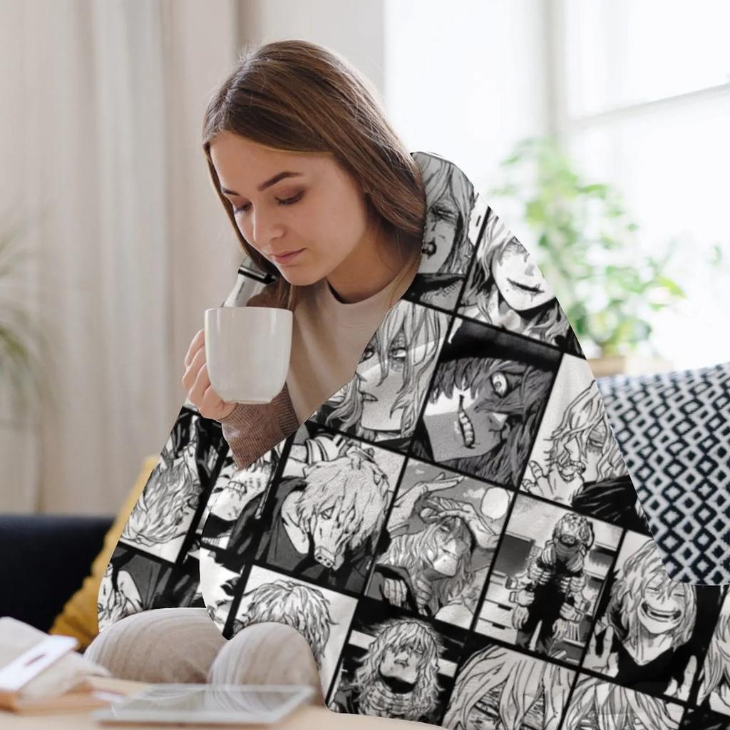 Shigaraki Collage Black and White Version Throw Blanket Cozy Napping Blanket Gift for Mom Dad