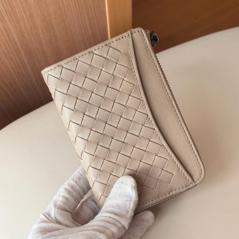 Handwoven Leather Zipper Coin Purse Key Holder Multi-Functional Card Wallet ID Case Unisex Large Capacity