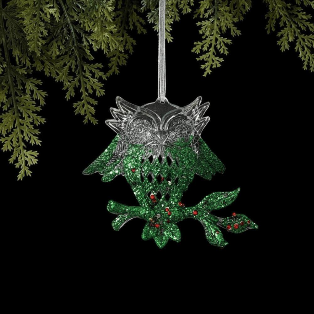 Glitter Dust Finish Christmas Snowflake Ornament Semi-Green Glitter Xmas Tree Ornament Holiday