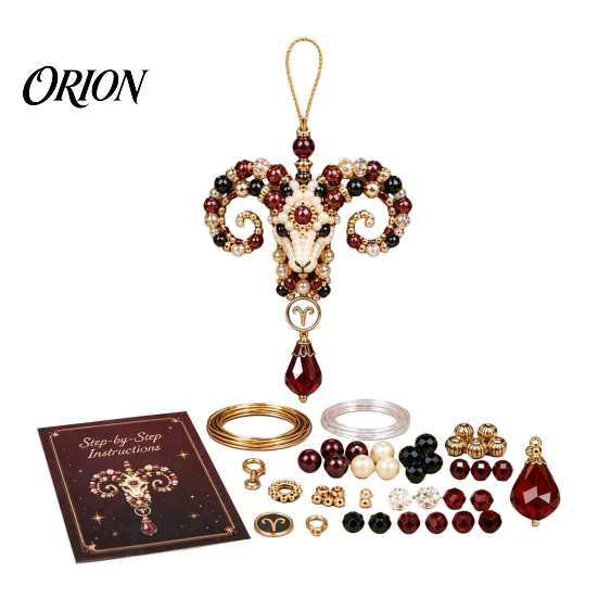 Zodiac Sign Craft Kit 12 Blessing Beaded Ornament DIY Kit, Beginner Friendly Bead Decoration Set for Beginners Beading Set, Hanging Pendant, Handmade