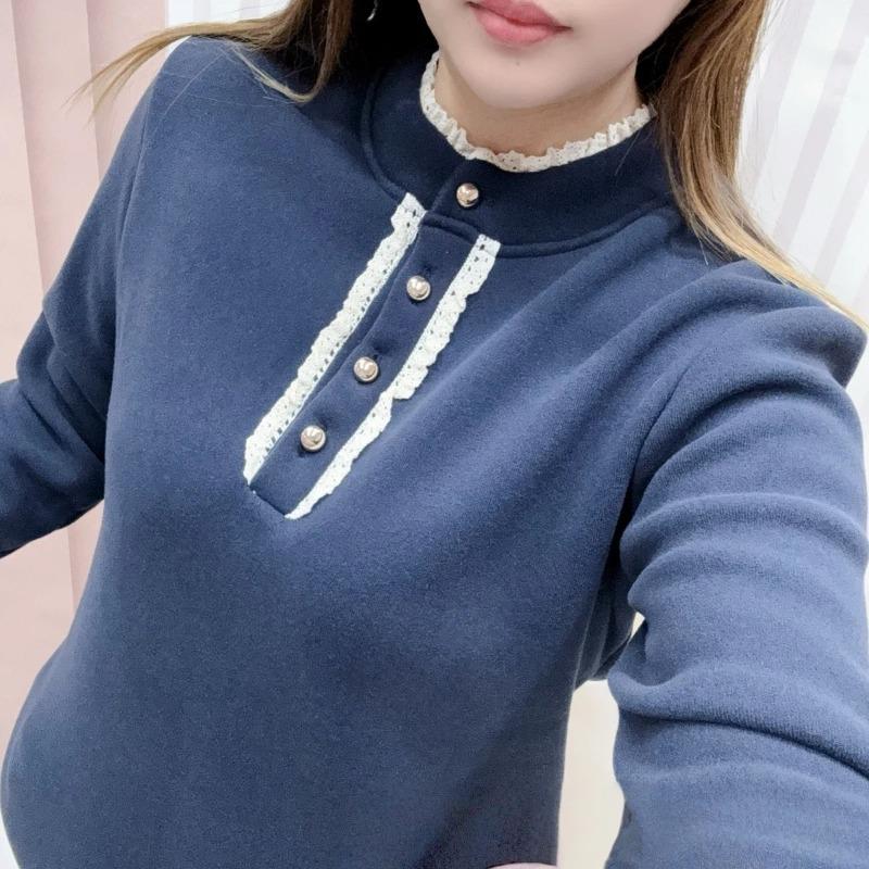 Pullover Oberteile Damen Langarm Herbst Winter Gepolsterte Bluse Übergroß Halber Rollkragen Locker Langarmshirt Slim Pullover Oberteile