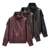 2026 Women's Retro PU Leather Jacket: Stand Collar, Loose, Short Motorcycle Style