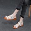 2025 New Summer Cowhide Flat Heel Soft Bottom Daily Casual Breathable One-word Buckle Lightweight Roman Slippers Women