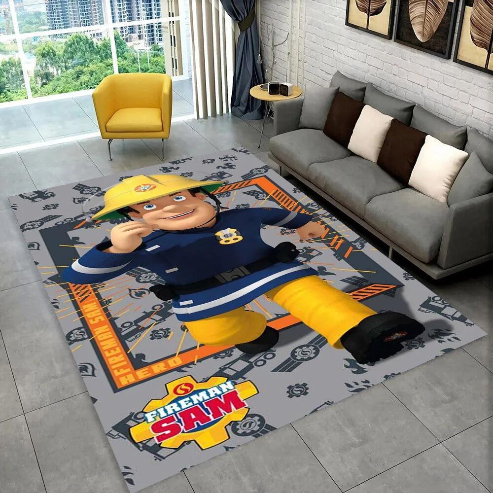 Tappeto per Bambini HD Cartone Animato Sam il Pompiere per Soggiorno Camera da Letto Casa Decorazione Divano, Tappetino Antiscivolo per Giochi Bambini Regalo