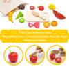 UMU Fruit Cutting Toy Wooden Montessori Educational Wooden Toy Fruit Candy Food Storage Bag Miniature Food Birthday Gift for Boys and Girls Ages 6