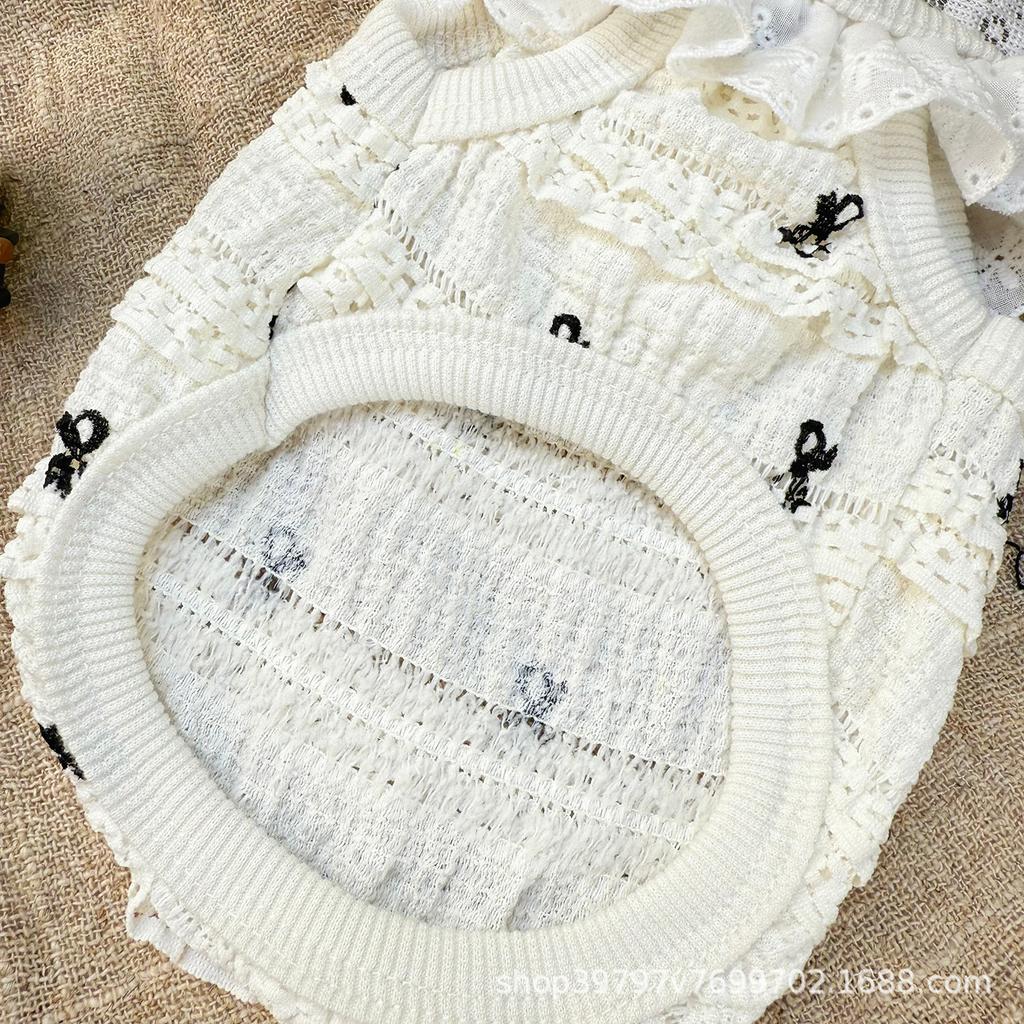 Spring and Summer Breathable Cake Lace Vest Pet Dog Dog Cat Clothing Air Conditioning Clothing Suspender Bichon Teddy Dog