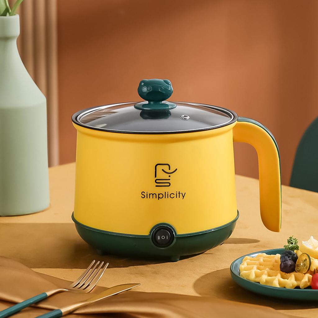 Electric Hot Pot US Adapter Plug Multi Function Electric Cooker Nonstick Ramen Cooker for Soup Boiling Dumpling Stewing Porridge