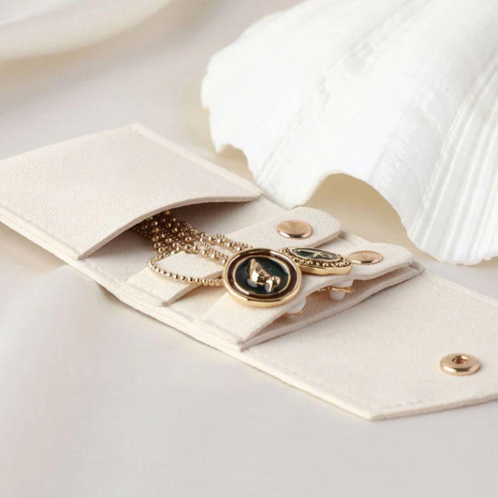 Solid Color Necklace Ring Bag Portable Earring Organizer Simple Velvet Jewelry Display Bag  Women