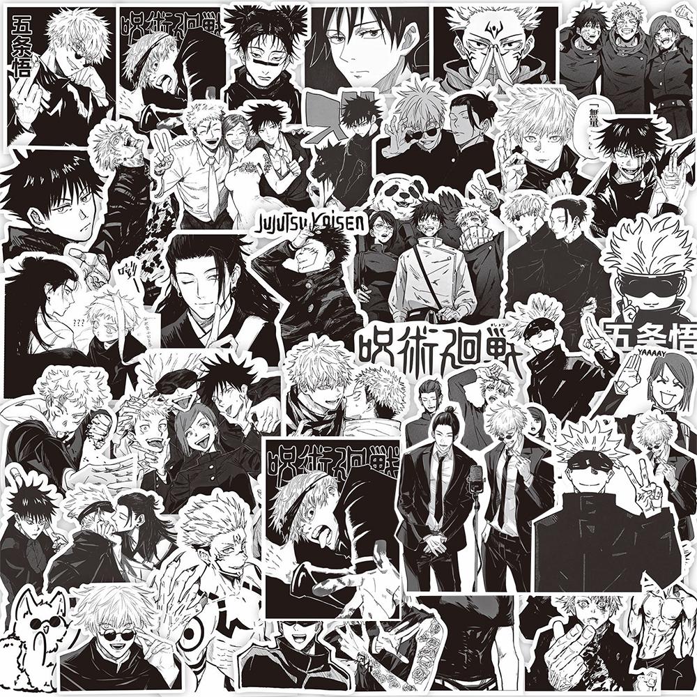 50/80/100pcs Vintage Jujutsu Kaisen Anime Stickers for Kid Toy DIY Laptop Skateboard Car Kawaii Cartoon Decoration Sticker Decal