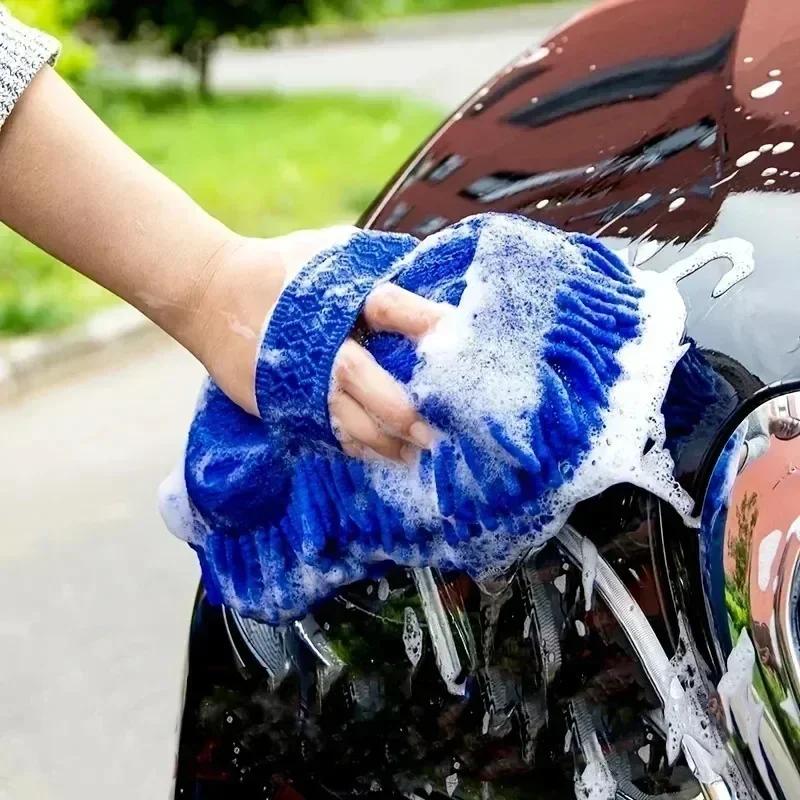 Car Wash Glove Cleaning Brush Microfiber Chenille Car Wash Sponge Care Washing Detailing Glove Pad Car Detailing Cleaning Tool