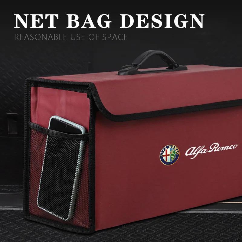 Car Stickers For Alfa Romeo Car Trunk Storage Bag Leather Camping Box Collapsible For Alfa Romeo Giulietta GT 159 147 156 Mito B
