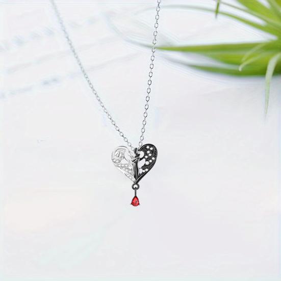 Svartvit Ängel Kramande Halsband Hypoallergent Män Kvinnor Omfamning Par Hänge Halsband Smycken Tillbehör Födelsedag Jubileum Gåva