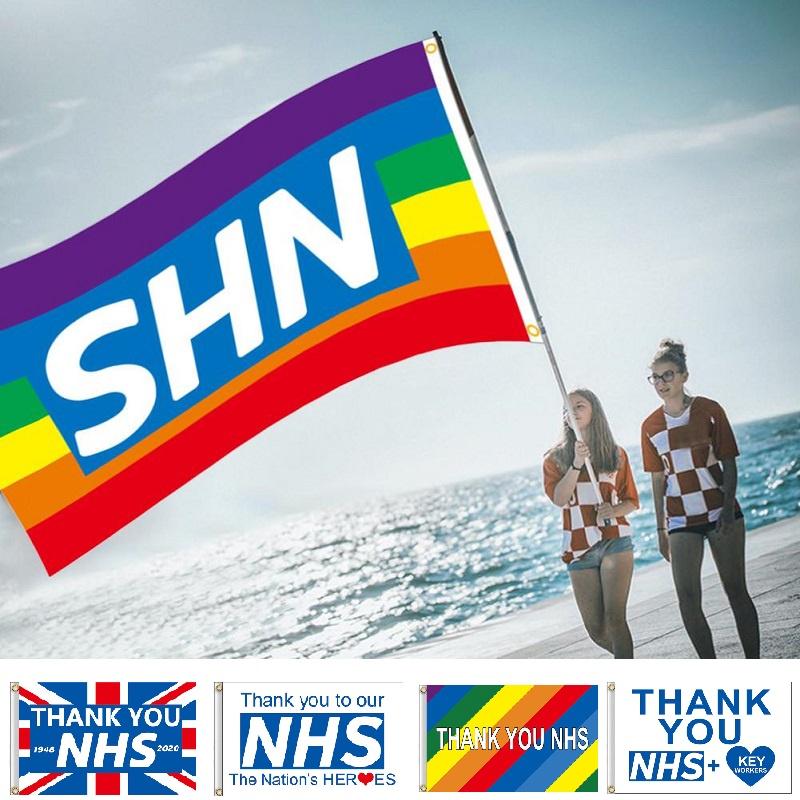 Premium Quality Thank You Nhs Flag In Red Blue White And Rainbow 3x5 Feet