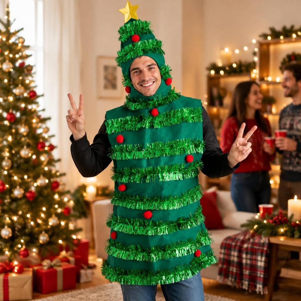 Christmas Tree Costume Comfortable for Stage Performances, Themed Rods