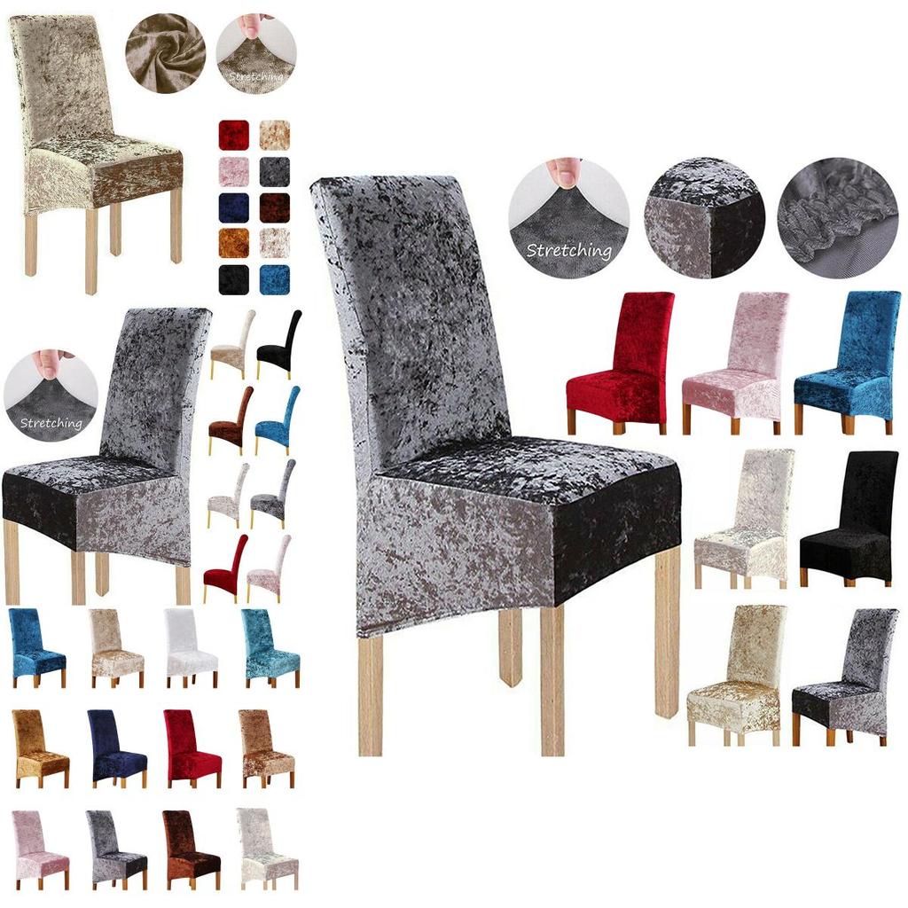 Premium Crushed Velvet Dining Chair Covers With Wrinkle Resistant Stretch Fabric