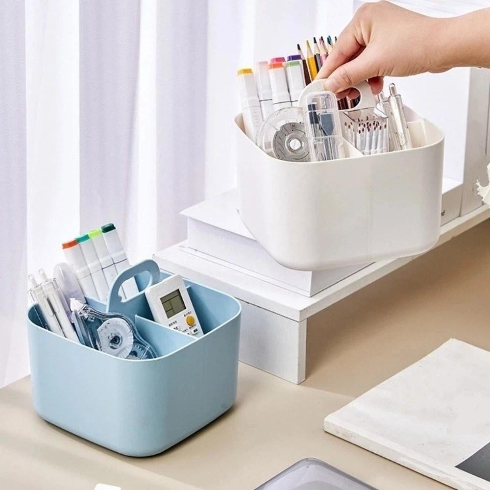 with Handle Cosmetic Organiser Multi-compartment Desk Storage Basket Split Pen Organiser Dormitory