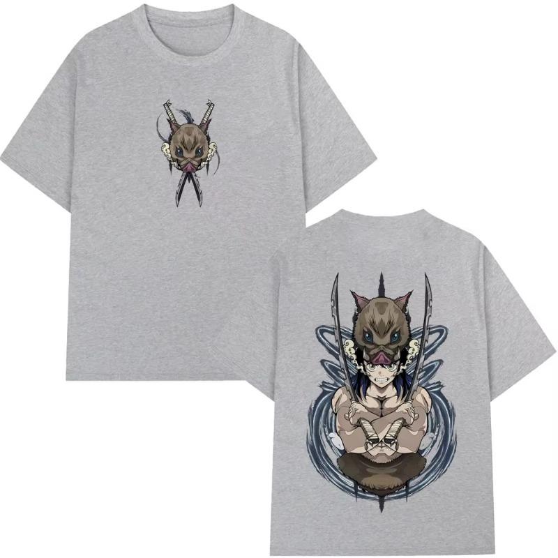 Anime Demon Slayer Hashibira Inosuke Graphic T Shirts Men Women Casual Oversized Short Sleeve Tshirts Mens Fashion Streetwear