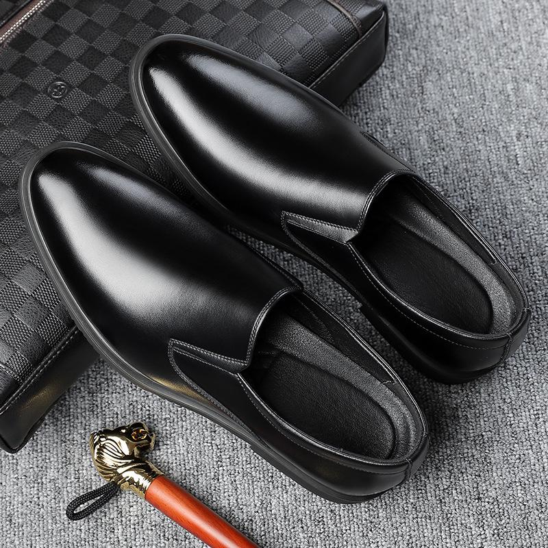 

Leather shoes men s casual breathable low-top spring and autumn black one-pedal lazy shoes 2025 37