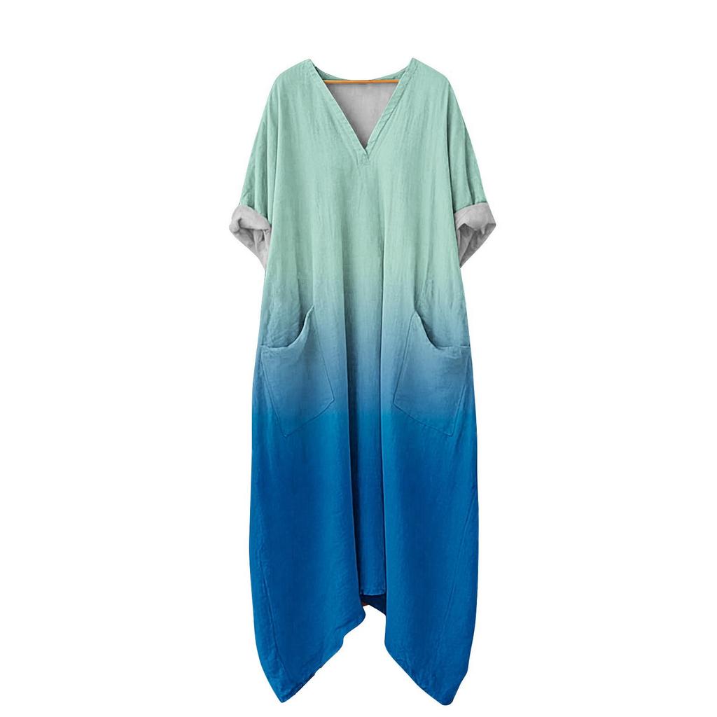 Abito da Donna Casual Svasato Scollo a V Vacanza Boho Spiaggia Vestito Estivo