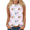 Women's Fashion Casual Easter Printed Round Neck Sleeveless T-Shirt Tops
