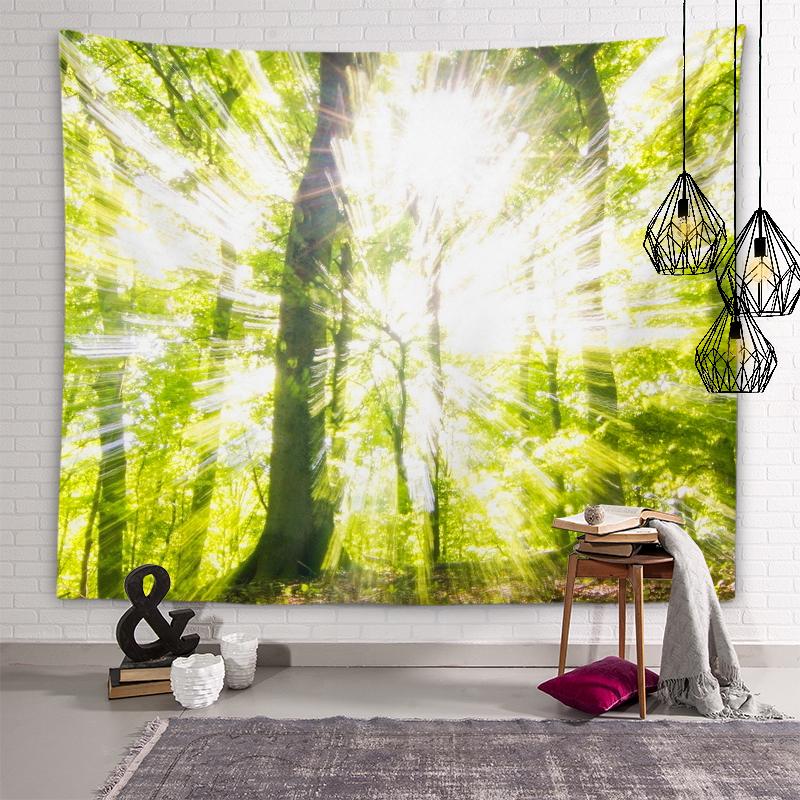 Sunny Forest Scenery Tapestry Natural Scenery Wall Art Tapestry Dormitory Room Aesthetic Decoration Living Room Home Decoration
