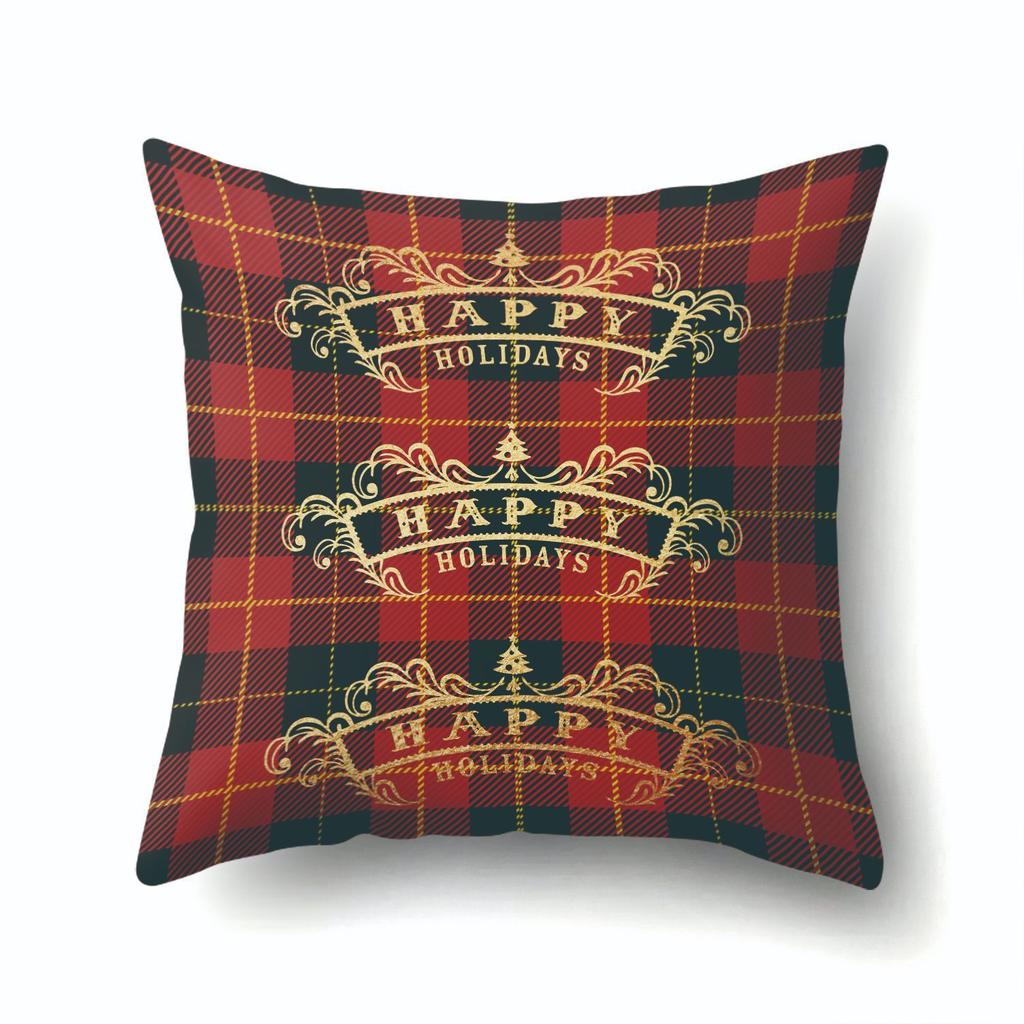 Background Plaid Christmas Polyester Pillowcase Office Pillowcase