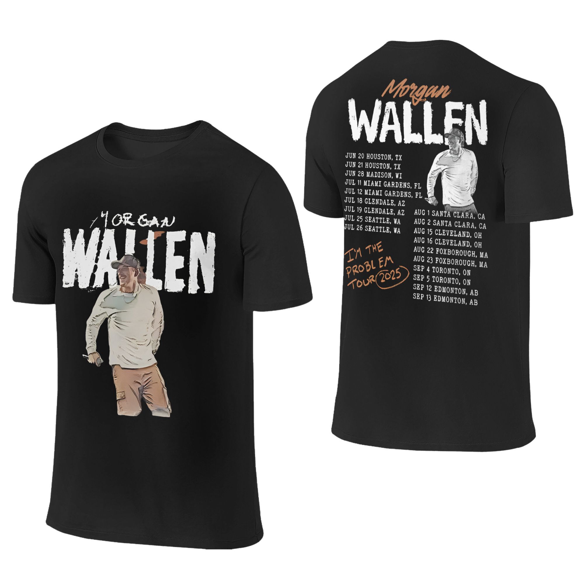 

Футболка мужская женская для кантри-тура Моргана Уоллена Если я проблема Повседневные футболки с круглым вырезом Двусторонняя одежда больших размеров 4XL