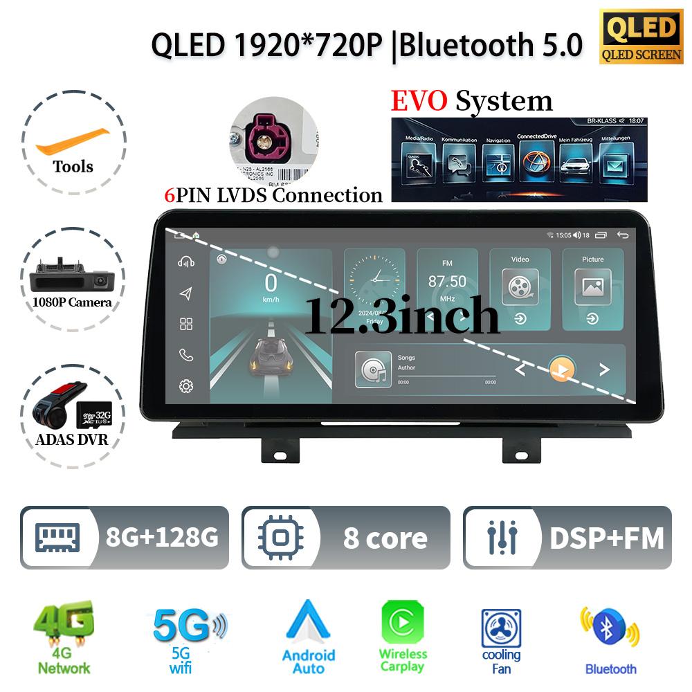 12.3" For BMW X3 G01 X4 G02 2018-2022 Android 14 Car Radio Multimedia Stereo 4G GPS Navigation WIFI Wireless BT CarPlay Screen