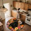 Floral Cat and Dog  Round Area Rug,Carpet Rug for Living Room Bedroom Sofa Playroom Decor,Non-slip Floor Mat