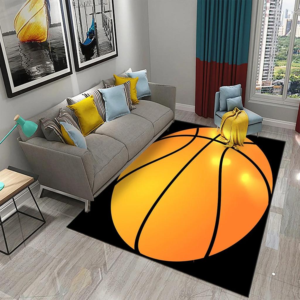 Basketball Pattern Carpet Teen Boys Playroom And Living Room Sofa Non-Slip Floor Decor