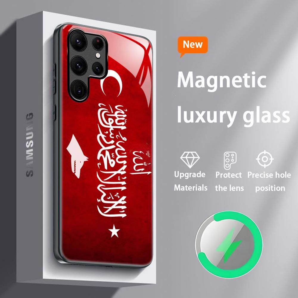 

Fashion T-Turkey F-Flag Phone Case For Samsung S26 S25 S24 S23 S22 S21 S20 Plus Ultra Glass Magnetic Case Galaxy S22 5G