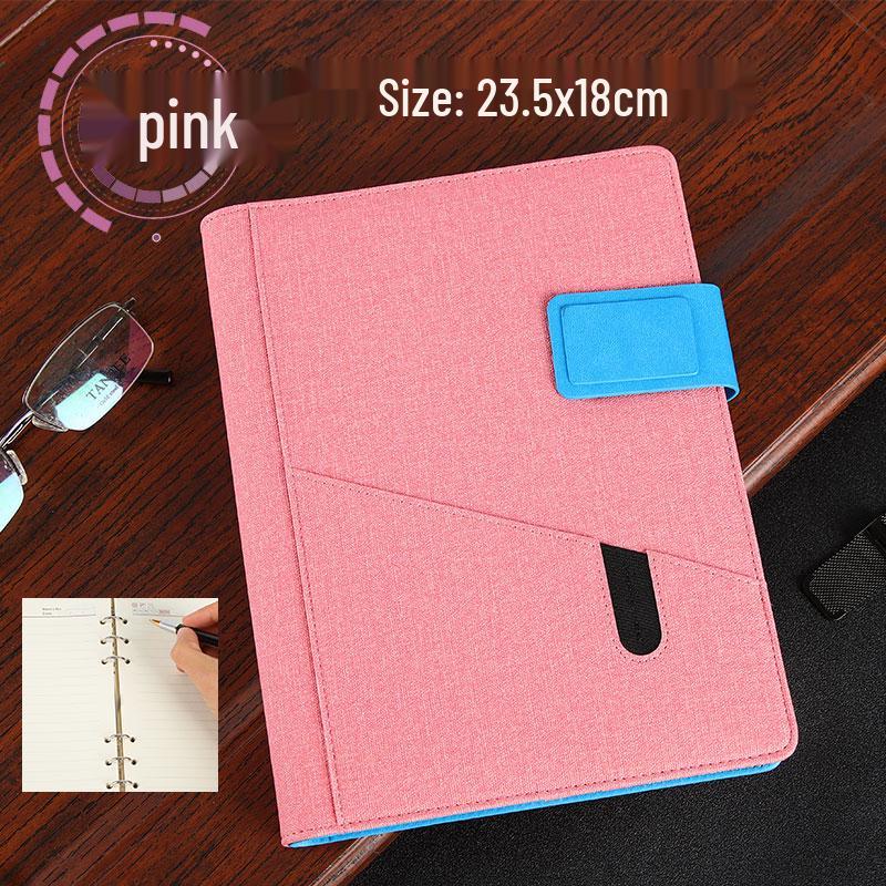 Multifunctional Red Business Notepad with Ins Style for Meetings & Daily Records