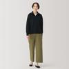MUJI Washable Milan Rib Knit Size BA1OZA4A Women's Half-Zip Sweater, Black, L,