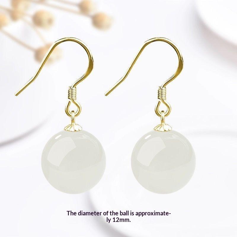 Light Green Jade Dangle Earrings Hand Polished Gold Plated Hooks Premium Jewelry for Gift Giving Daily Wear