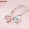 New 925 Sterling Silver Women Necklace Fashion Beautiful Blue Pink Zircon Flowers Pendants Clavicle Chain Jewelry Gift