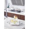 Blue Boat 16.5" x 11.5" Serving Trays Set of 2 White, Dinner Tray, Light Weight Easy to Clean Sturdy Stackable Melamine Serving Tray with Handle,